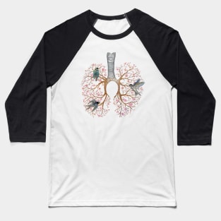 Blooming Lungs: Human Anatomy, Floral Cherry Blossom, Anti Virus Baseball T-Shirt